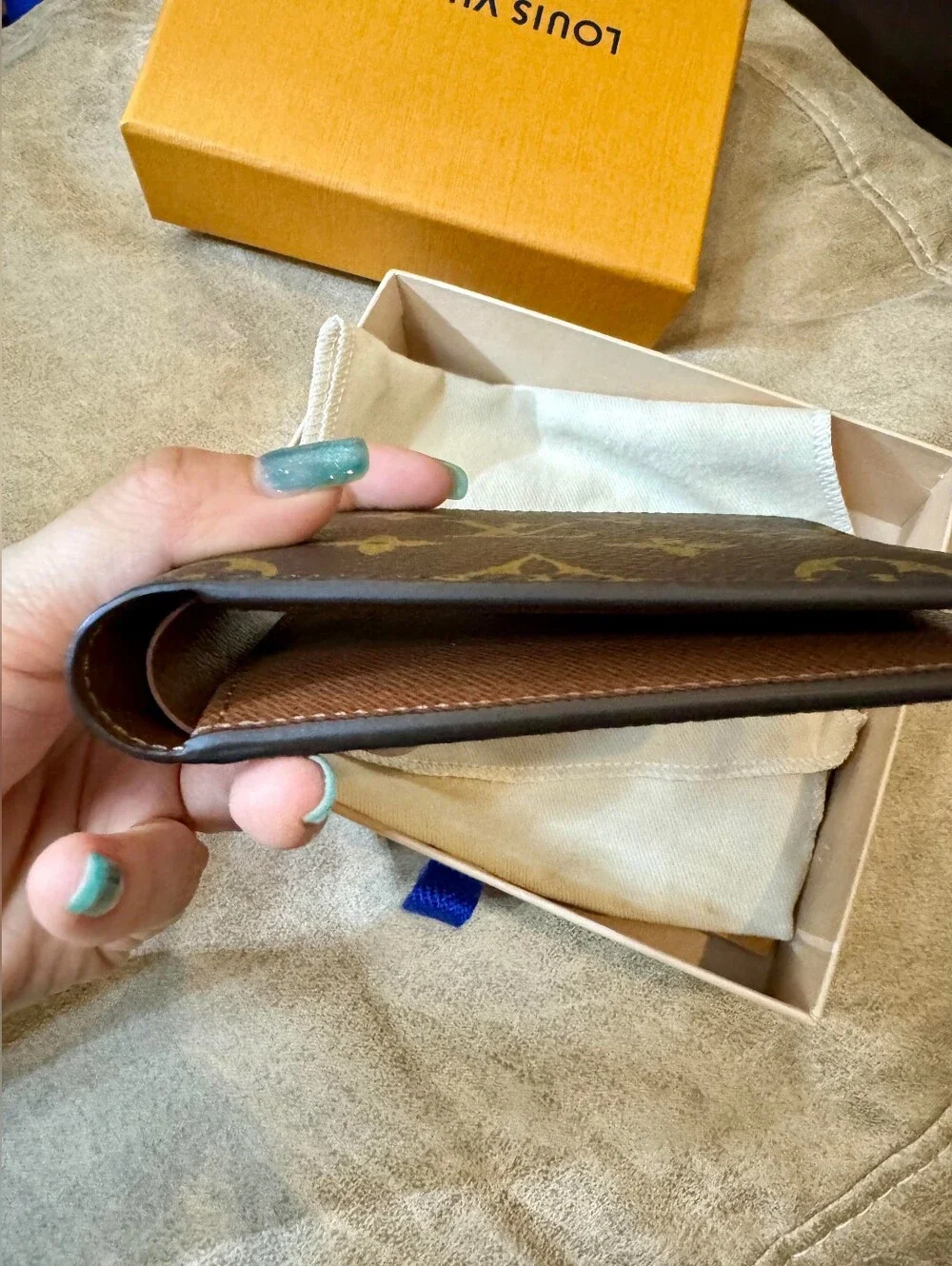 Louis Vuitton Brown Textured Leather Bi-Fold Card Holder Wallet